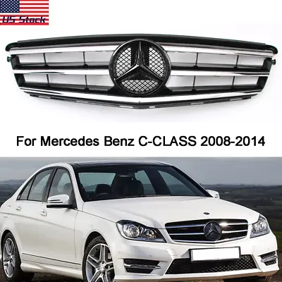 Sport Style Front Grill W/Emblem For Mercedes-Benz W204 C250 C300 C350 2008-2014 • $70.34