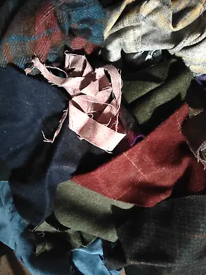 British Tweed Remnant Offcuts Cloth Scraps Mixed Sizes/Colours 1 KG • £10