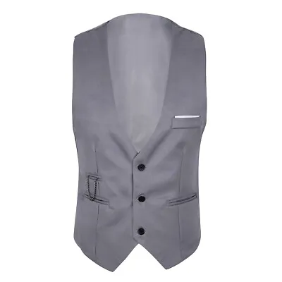 US Mens Formal Suit Vest Single Breasted Business Dress Vest For Suit Or Tuxedo • $12.09