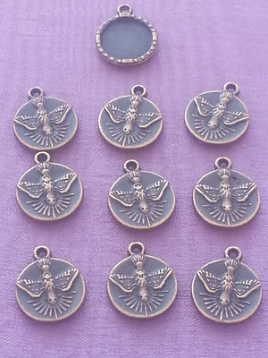 £1.29 • Buy 5, 10, 20 SILVER Or COPPER RAVEN Cabochon Tray Bezel Setting Charms  14mm X 12mm