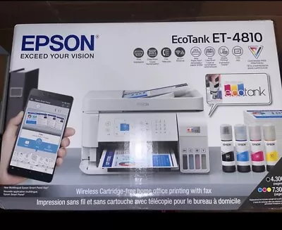 Epson EcoTank All-in-One Color Printer Scanner Copier White ET-4810 NEW! • $249.95