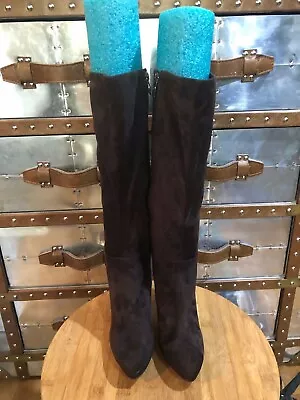 Tahari Knee Boots Women's Gabby Brown Suede Inside Full Zip Heels Shoes 7.5M  • $59.99