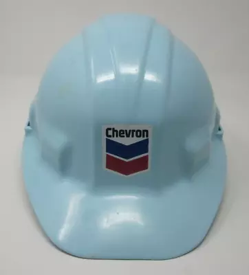 CHEVRON Vintage Old Hardhat Helmet Hard Hat BABY BLUE Oil Gas Gasoline Refinery • $68.99