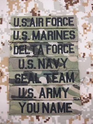 Multicam Chest Tapes Custom Name Tapes ARMY NAVY Embroidery Patch Black Letters • $4.50