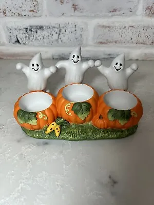 Partylite Ghost Pumpkin Trio Tealight Holder P7262 Candle Halloween/Fall Decor • $25.27