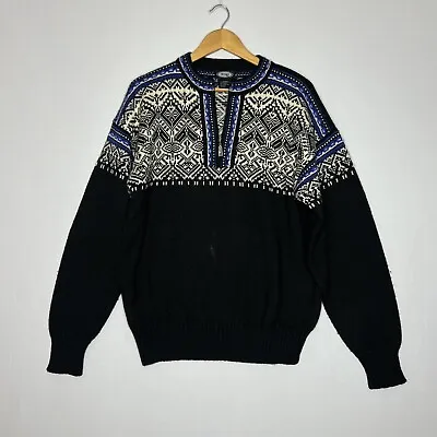 Vintage Meister Black Blue Wool 1/4 Zip Pullover Sweater Mens Size L • $25.20