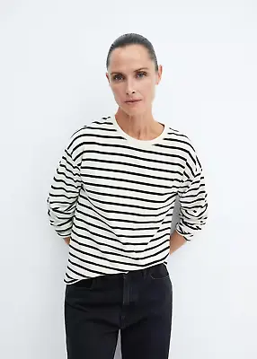 Mango Clothing Striped Round-neck Sweatshirt REF. 57046021-TARA-LM BNWT Size XS • £10