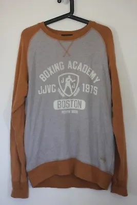 Boxing Academy Sweater Boston Sz M Mens Fightin' Irish Long Sleeve Brown Gray  • $16.99