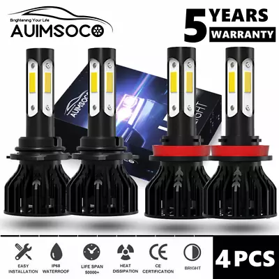 9005+H11 LED Headlight Super Bright Bulbs Kit 6000K White Combo High/Low Beam • $39.99