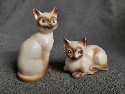 Vintage Victoria Ceramics Siamese Cat Salt & Pepper Blue Rhinestone Eyes Japan • $29