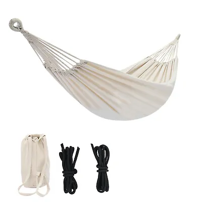 $12.99 • Buy 2 Person Heavy Rope Hanging Hammock Swing Camping Duty Polyester Cotton Garden