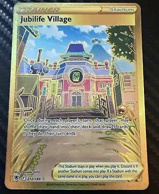 Jubilife Village 212/189 Astral Radiance Gold Secret Rare Full Art Pokemon Card • $7