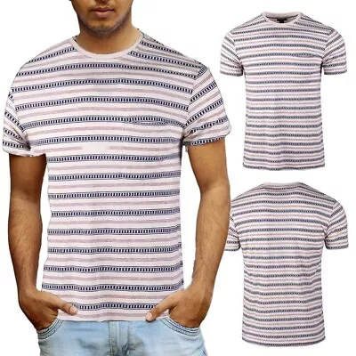 Beautiful Giant Men's Fashion Striped Pocket T-shirt Crewneck Regular CREAM/BLUE • $5.84