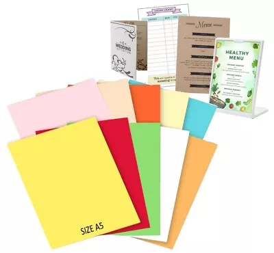 A5 Bright & Pastel Coloured Card Sheets 160gsm - Menus Invites School Charts  • £2.49