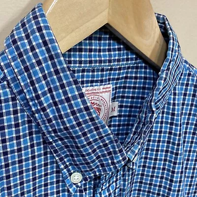 J Press Shirt Mens Medium Blue Plaid Button Down Long Sleeve Casual • $14.99