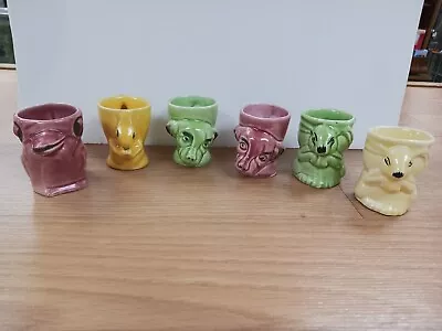 Set Of 6 Vintage Royal Art Pottery England Egg Cups  RabbitSquirrelDogDuck • $25