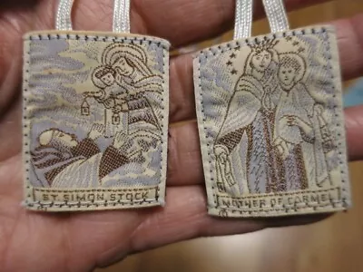 Vintage Scapular Mother Of Carmel And St. Simon Stock Cloth On Felt With Bands • $26