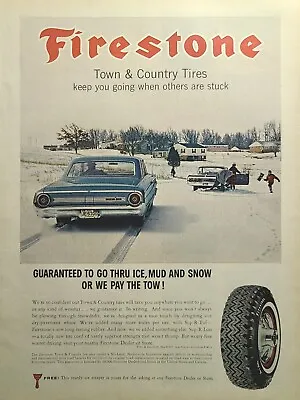 Firestone Town & Country Tires Galaxie 500 Impala Vintage Print Ad 1964 • $14.77