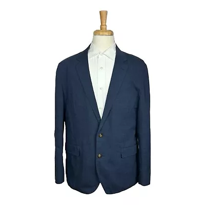 J.Crew Mid Blue Ludlow Slim Fit Unstructured Men Blazer Cotton Linen Somelos 44R • $73.79