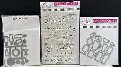 My Favorite Things HOLIDAY CHEERS Drinks New Years Cocktails Rubber Stamps Dies • $39.99