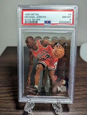 1995-96 Fleer Metal Slick Silver Acetate Michael Jordan #3 PSA 8 NM-MT Bulls • $99.99