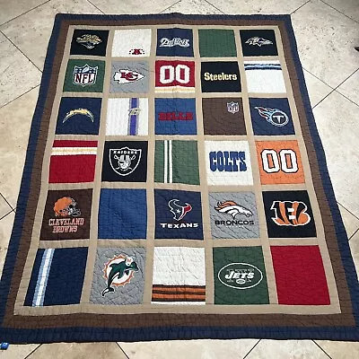 Pottery Barn PB Teen Quilt NFL Football 80 X63  Patriots Chiefs Raiders Colts • $79