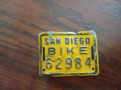 Vintage San Diego Bicycle License Plate 62984 • $53