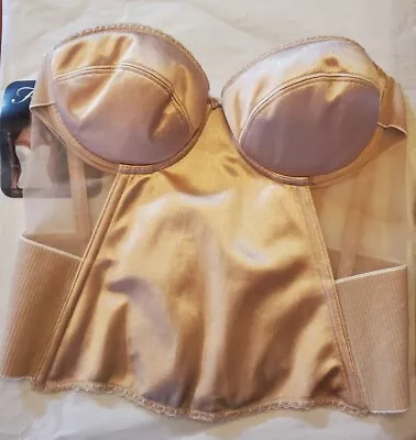 £38.63 • Buy Flattering Me Style 728 Nude Low Back Longline Bridal Bra Bustier NWT