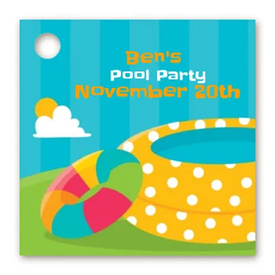 Pool Party - Personalized Birthday Party Card Stock Favor Tags - Set Of 20 • $7.25