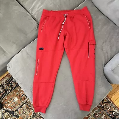 Cookies Red Joggers Size 3XL W/ Zipper Pockets Cargo Pocket Spell Out Logo • $35