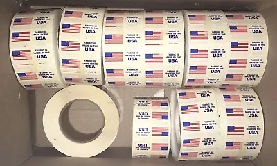 Lot 10 Fabric Made In The Usa + America Flag Sticker Label 2.5x1  Roll 500 Usa! • $115