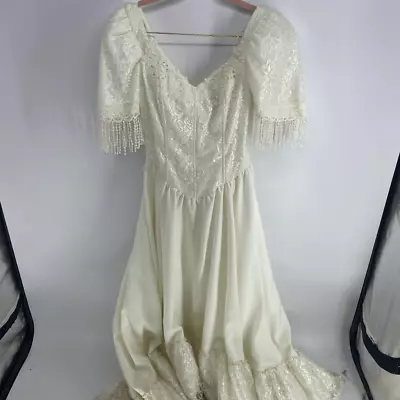 Western Collection Styles Women's Cream Vintage Lace Wedding Dress Medium • $150