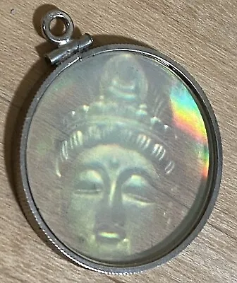 Vintage 3D Magic Glass DCG Hologram Gold Bezel Pendant Buddha Head 1980's • £54.89