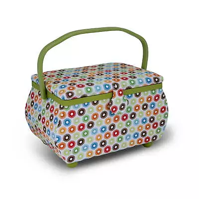 Curved Sewing Basket Large Multicolor Retro • $32.63