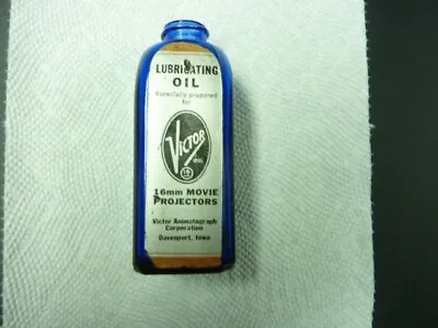 Blue VICTOR 16 Mm Movie Projector Lubricating Oil 3 1/2   High  Davenport Iowa • $50