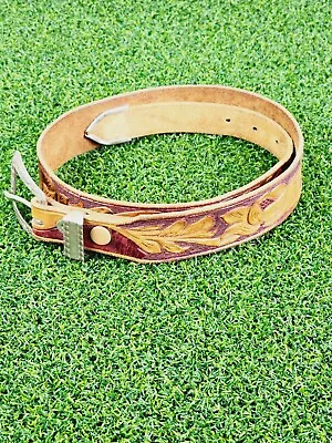 Vintage Western Belt Women's  Betty  26 -29  Genuine Leather Hand Painted  • $26.99