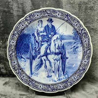 White Horse Carriage Royal Sphinx Delft Blue Holland 15 Charger Plate Maastricht • $51.99