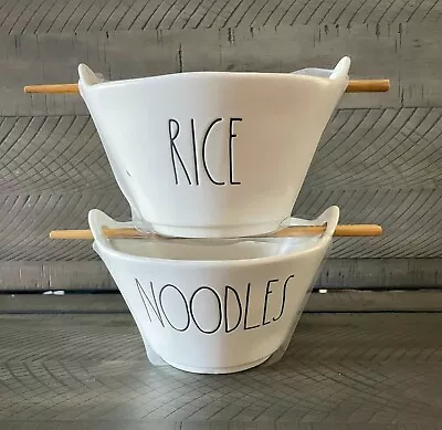 NEW Rae Dunn RICE Or NOODLE Bowl W/ Chopsticks Asian Italian Pasta Ramen Pho • $38.98