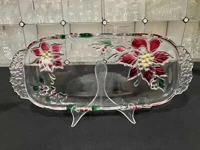 Holiday Bloom By Mikasa - Vintage Crystal Holiday Canape Serving Platter • $26