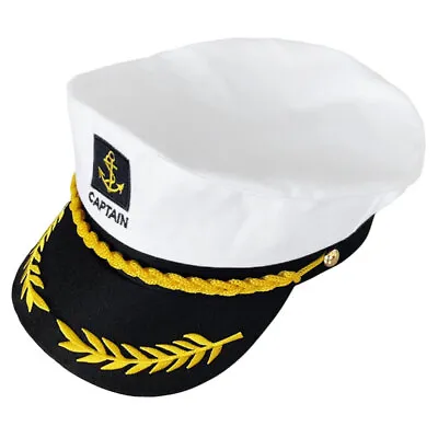  Boat Captain Hat Hats Captains Custom Teens Admiral Child Flat Top Navy • £11.25