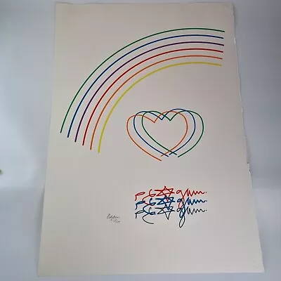 $604.17 • Buy Yaacov Agam Signed Colour Print Rainbow Over Hearts Limited Edition 158/200