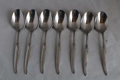 7 Oneida LA ROSE WM A Rogers PLACE/OVAL SOUP SPOONS Stainless Flatware • $29.95