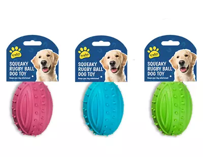 Dog Toy Puppy Toy Rubber Squeaky Rugby Ball Dog Toy Fetch Teeting Aid Dog Gift  • £6.39