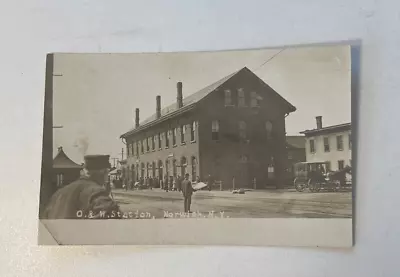 O&W RR Depot Station Norwich NY RPPC Real Photo Postcard Circa 1907 Undivided • $24.99