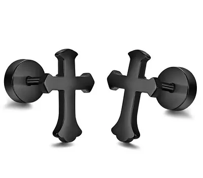 Steel Fake CROSS Ear Stretchers Plug  Mens Earrings Body Piercings  B2GOF • £2.99