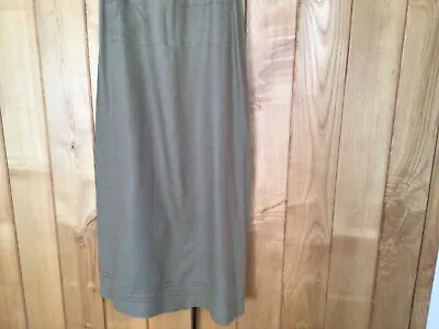 Linen Skirt By Laura Ashley - Nice Stitch Work Details.. Beige Khaki. Pockets. • £9.99