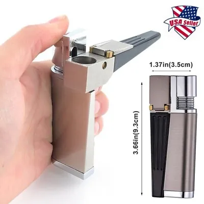 Foldable Metal Lighter Pipe Combination Portable Smoking Lighter 2 In 1 Silver • $9.86