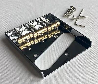 £16.99 • Buy Telecaster LEFT Hand 3 Brass Saddle Vintage Tele Ashtray Bridge: Chrome