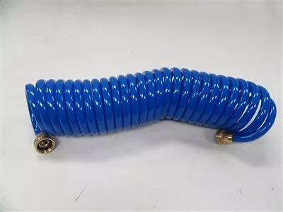Washdown Coiled Hose 25' Feet With Brass Fittings Blue Marine Boat  • $89.95