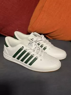 K-Swiss Men Classic Low Top Sneaker Rare White/Gum/Lawn Green Color Way Sz 12 • $75